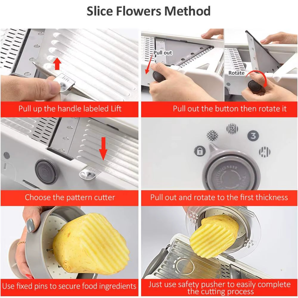 18-in-1 Adjustable Mandoline Slicer — Professional Stainless Steel