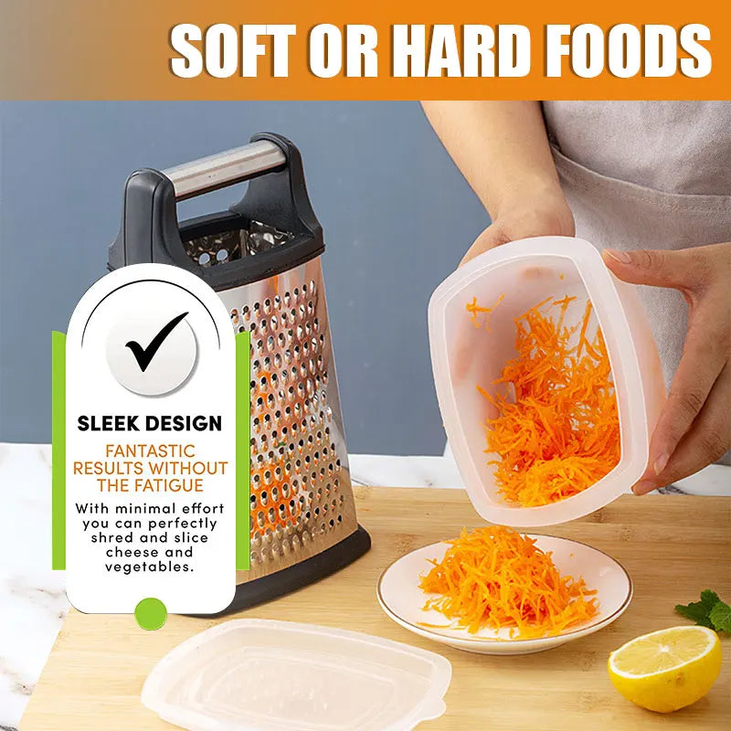 4-Sided Stainless Steel Box Grater with Container