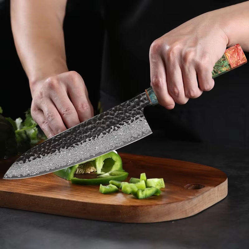 Japanese Kitchen Knife Handmade Forged Damascus Steel Custom 8 Inch Chef Knife