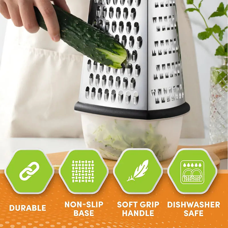 4-Sided Stainless Steel Box Grater with Container